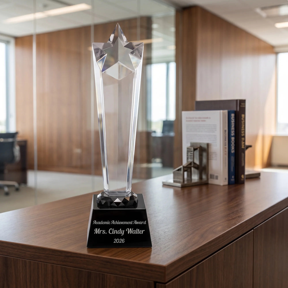 Ravanox Crystal Rising Star Award With Black Base, 11.75" lifetime engraving