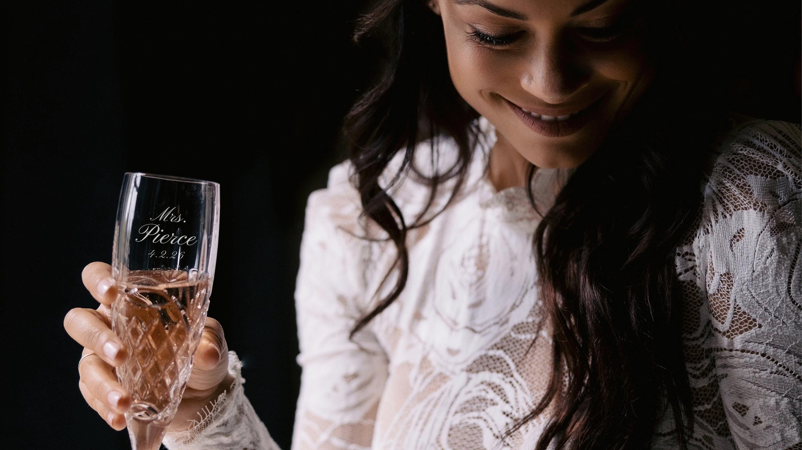 Waterford Personalized Love Forever Wedding Champagne Flutes, Set of 2 Custom Engraved Cut Crystal Champagne Glasses for Bride and Groom lifetime engraving