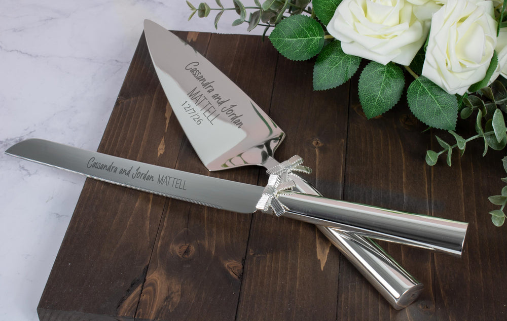 Kate Spade Grace Ave Silver Wedding Cake Cutting Set lifetime engraving