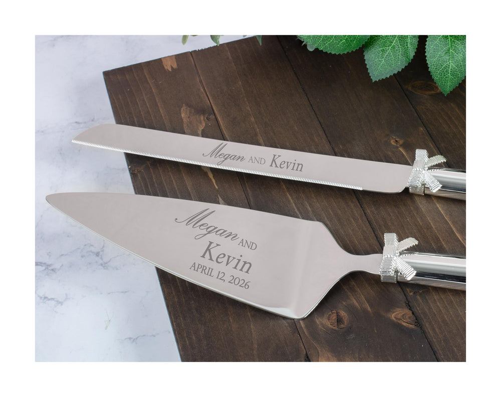 Kate Spade Grace Ave Silver Wedding Cake Cutting Set lifetime engraving