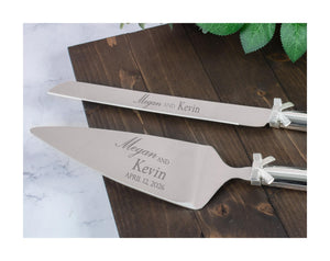 Kate Spade Grace Ave Silver Wedding Cake Cutting Set lifetime engraving