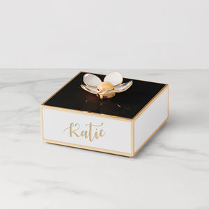 Kate Spade Make It Pop Black/White Floral Box lifetime engraving