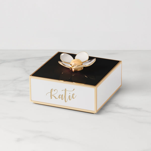 Kate Spade Make It Pop Black/White Floral Box lifetime engraving