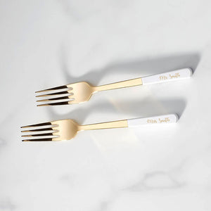 Kate Spade With Love Gold 2-Piece Tasting Fork Set, Set of 2 lifetime engraving