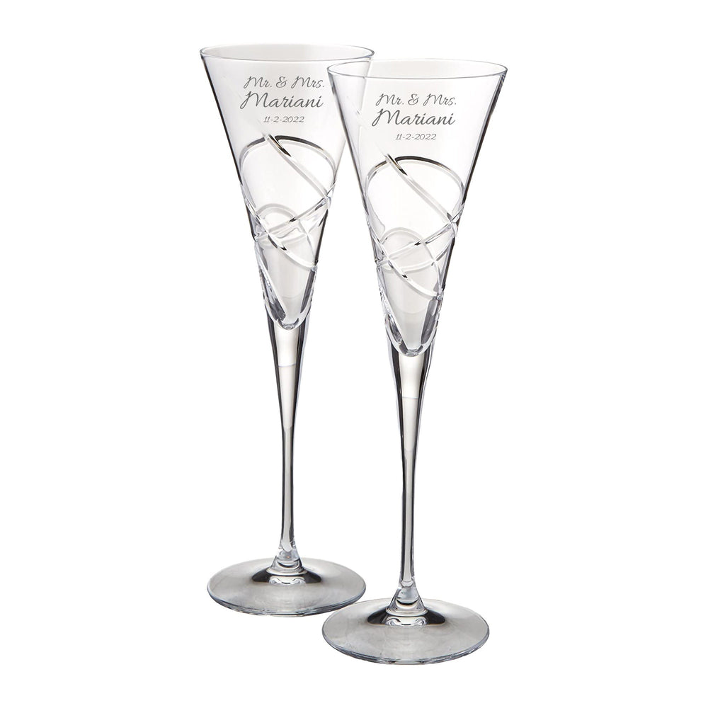 Lenox Bridal Adorn Wedding Champagne Flutes, Set of 2 lifetime engraving