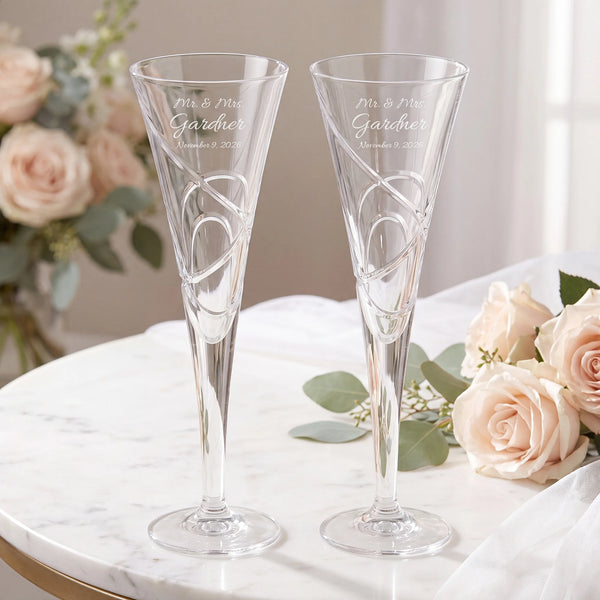 Lenox Adorn Champagne Flutes, 7oz, Set of 2 lifetime engraving