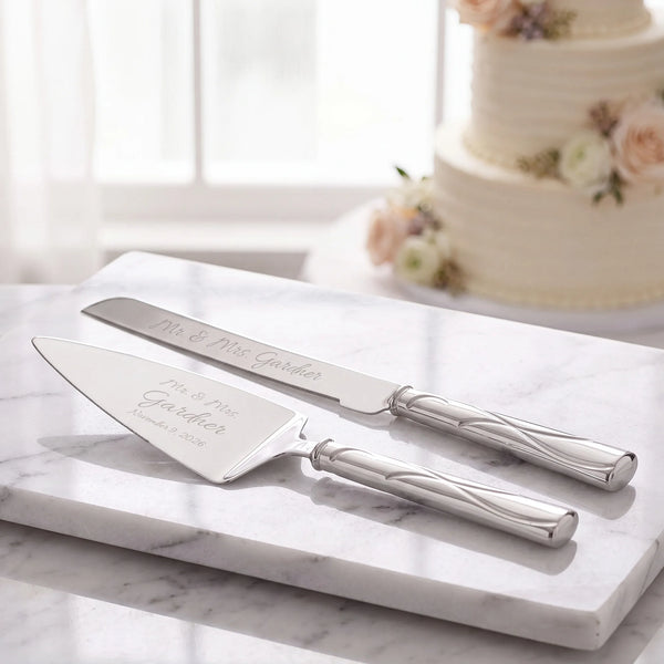 Lenox Adorn Wedding Cake Knife and Server Set lifetime engraving