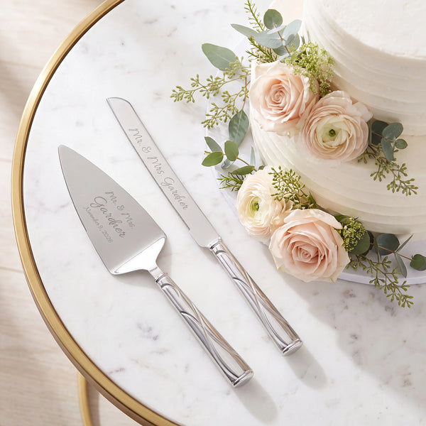 Lenox Adorn Wedding Cake Knife and Server Set lifetime engraving