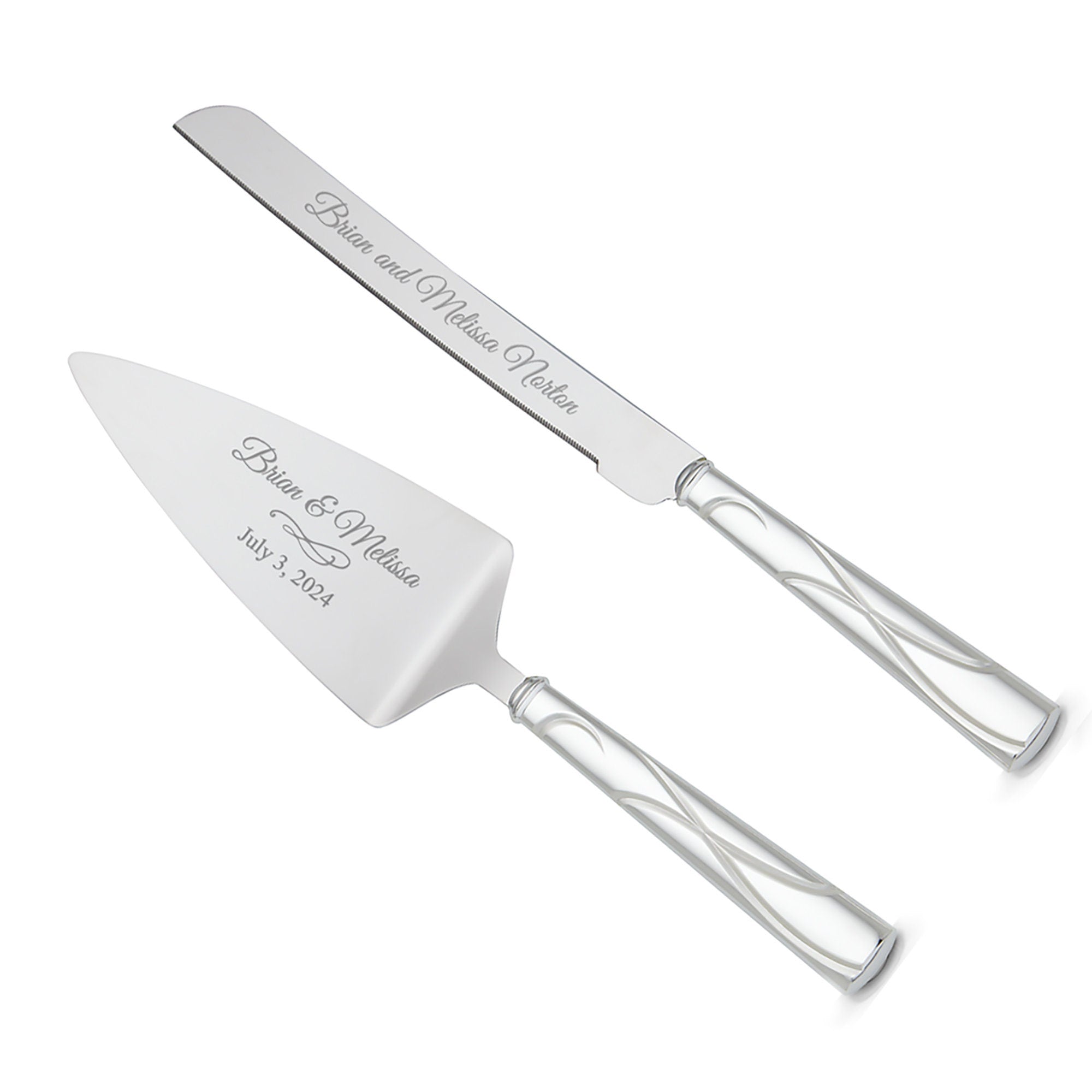 Engraved Lenox Adorn Wedding Cake Knife and Server Set