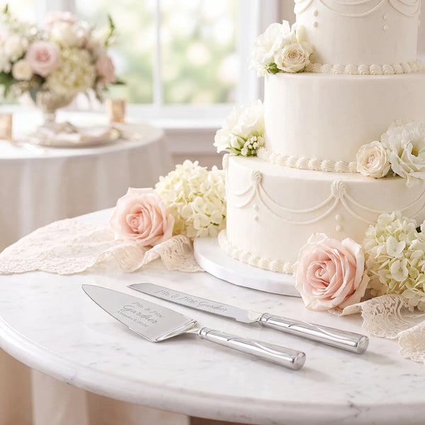 Lenox Adorn Wedding Cake Knife and Server Set lifetime engraving