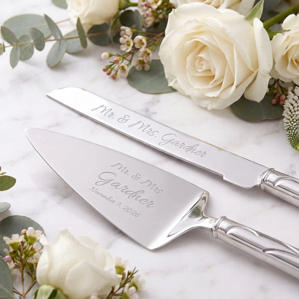 Lenox Adorn Wedding Cake Knife and Server Set lifetime engraving