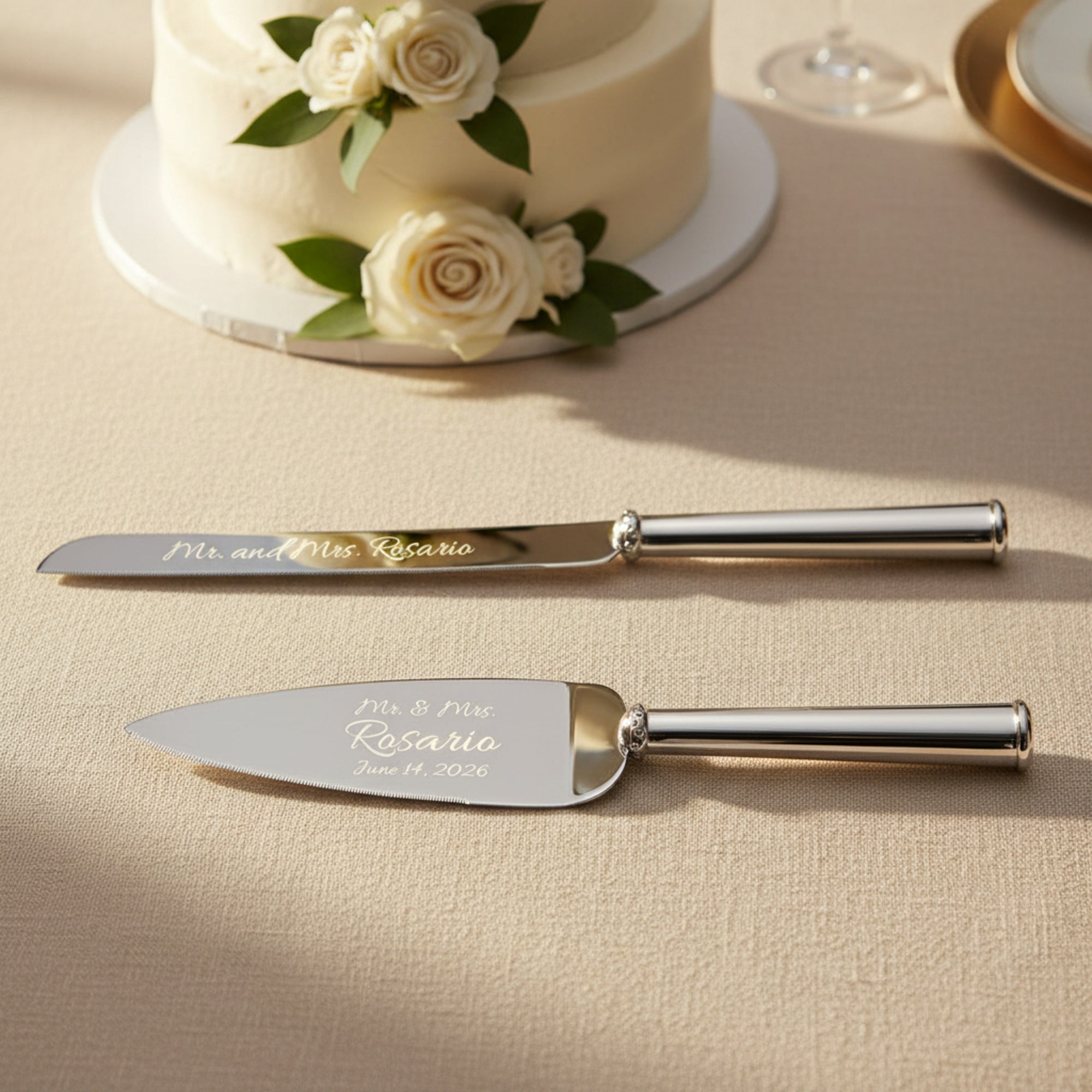 Engraved Lenox Devotion Wedding Cake Cutting Set