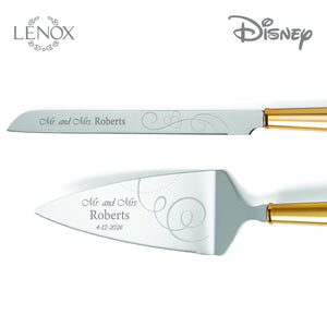 Lenox Disney Bridal Wedding Cake Knife and Server Set lifetime engraving