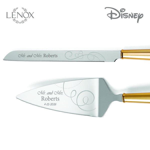 Lenox Disney Bridal Wedding Cake Knife and Server Set lifetime engraving