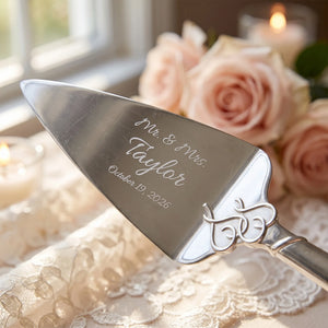 Lenox True Love Wedding Bundle with Champagne Flutes & Cake Knife and Server Set lifetime engraving