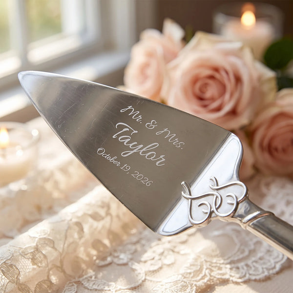 Lenox True Love Wedding Bundle with Champagne Flutes & Cake Knife and Server Set lifetime engraving