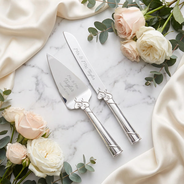 Lenox True Love Wedding Cake Knife and Server Set lifetime engraving