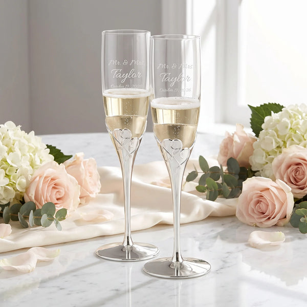 Lenox True Love Wedding Champagne Flutes, 6oz, Set of 2 lifetime engraving