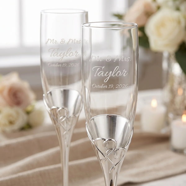 Lenox True Love Wedding Champagne Flutes, 6oz, Set of 2 lifetime engraving