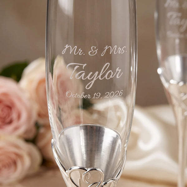 Lenox True Love Wedding Champagne Flutes, 6oz, Set of 2 lifetime engraving