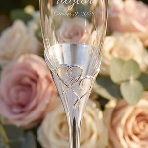 Lenox True Love Wedding Champagne Flutes, 6oz, Set of 2 lifetime engraving