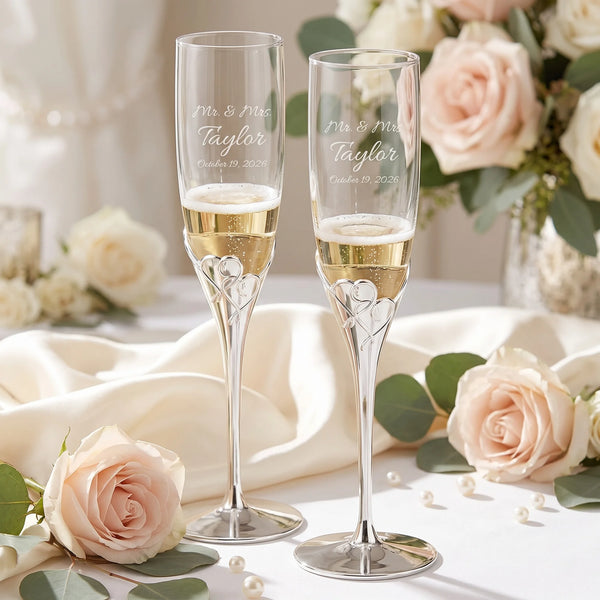 Lenox True Love Wedding Champagne Flutes, 6oz, Set of 2 lifetime engraving