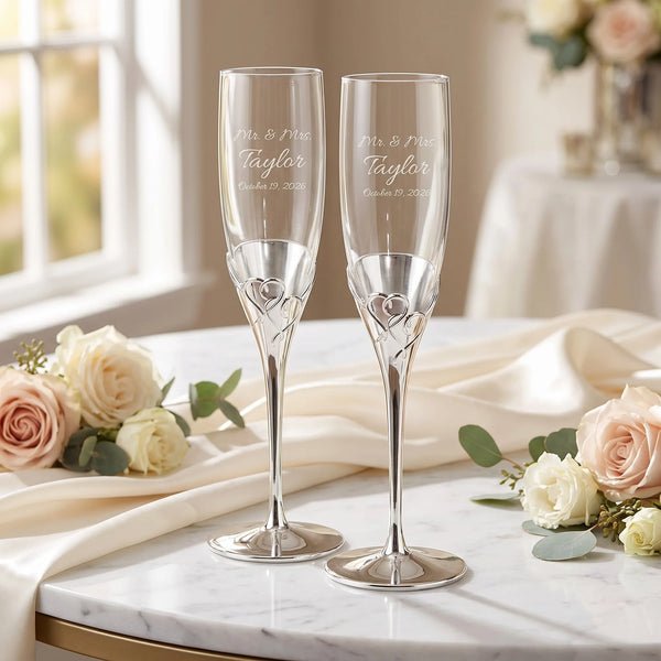 Lenox True Love Wedding Champagne Flutes, 6oz, Set of 2 lifetime engraving