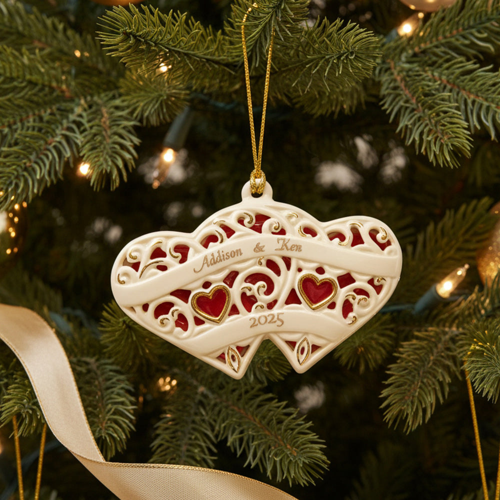 Lenox Two Hearts One Love Ornament lifetime engraving