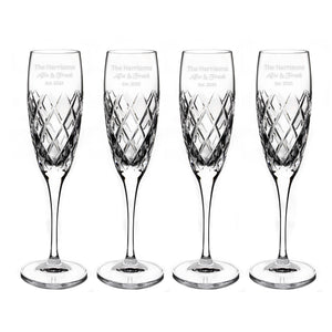 Marquis by Waterford Crosslake Champagne Flutes, Set of 4 lifetime engraving