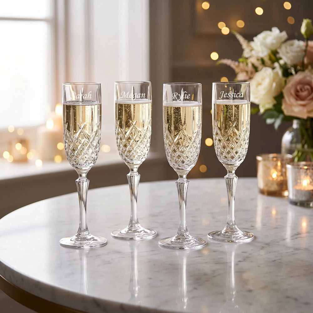 Marquis by Waterford Markham Champagne Flutes, 9oz, Set of 4 lifetime engraving