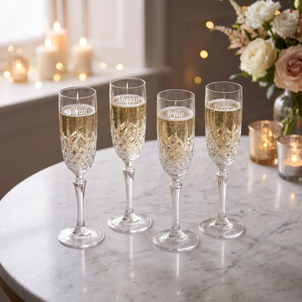 Marquis by Waterford Markham Champagne Flutes, 9oz, Set of 4 lifetime engraving