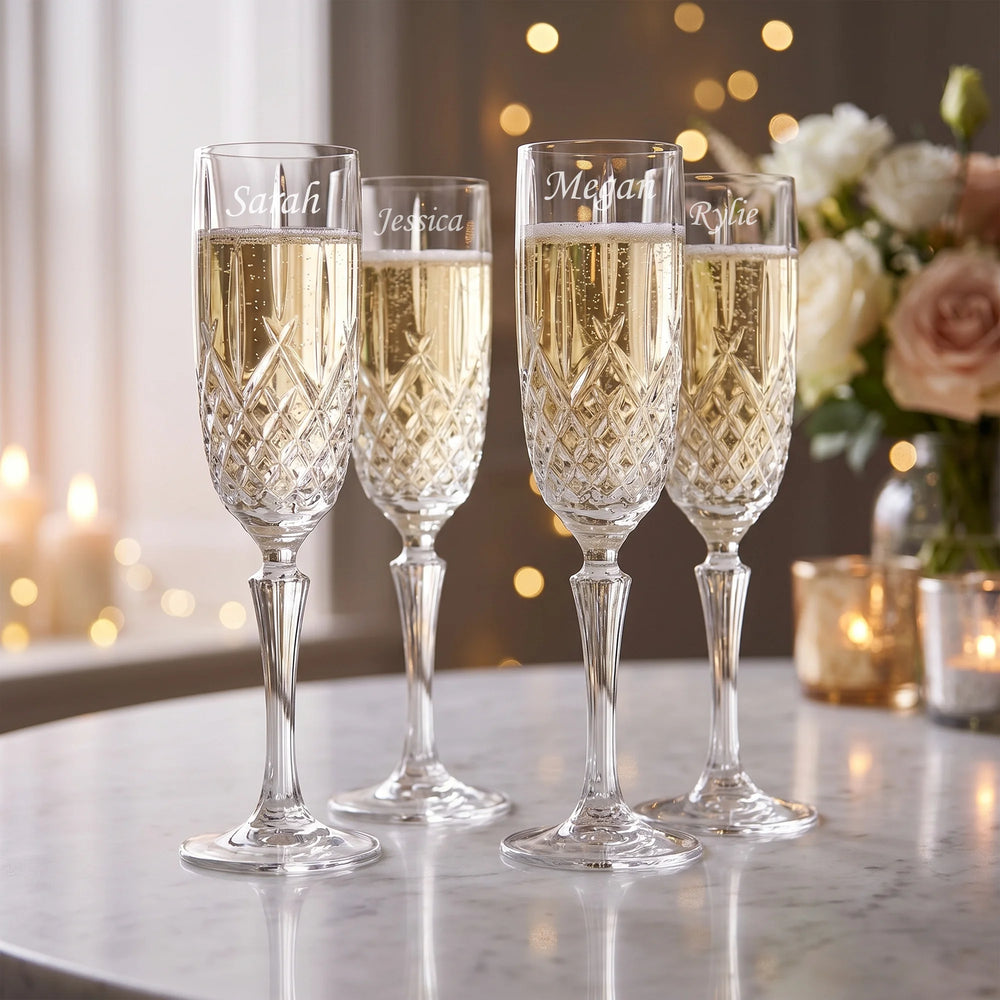 Marquis by Waterford Markham Champagne Flutes, 9oz, Set of 4 lifetime engraving