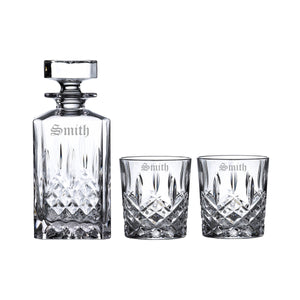 Marquis by Waterford Markham Whiskey Decanter Set with DOF Glasses lifetime engraving