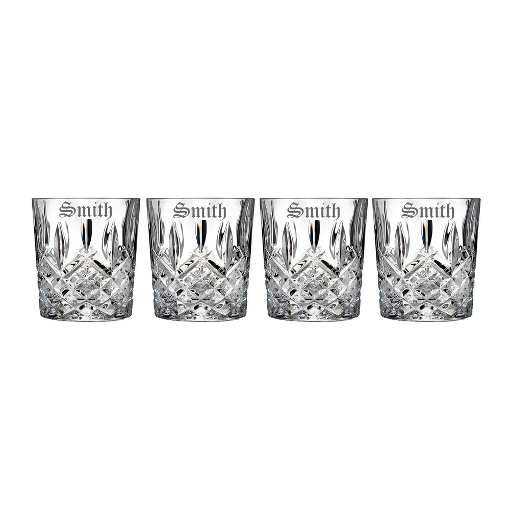 Marquis by Waterford Markham 11oz Crystal Whiskey Glasses, Set of 4 lifetime engraving