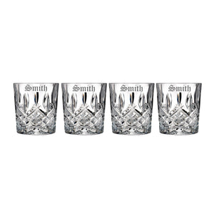 Marquis by Waterford Markham 11oz Crystal Whiskey Glasses, Set of 4 lifetime engraving