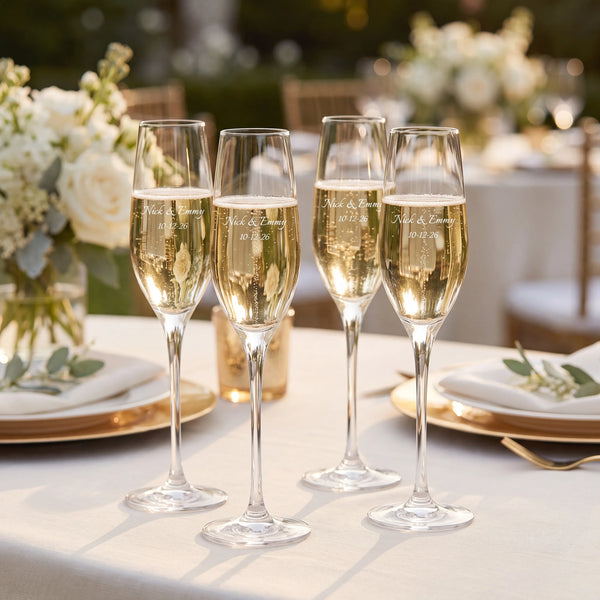 Marquis By Waterford Moments Champagne Flutes, 7oz, Set of 4 lifetime engraving