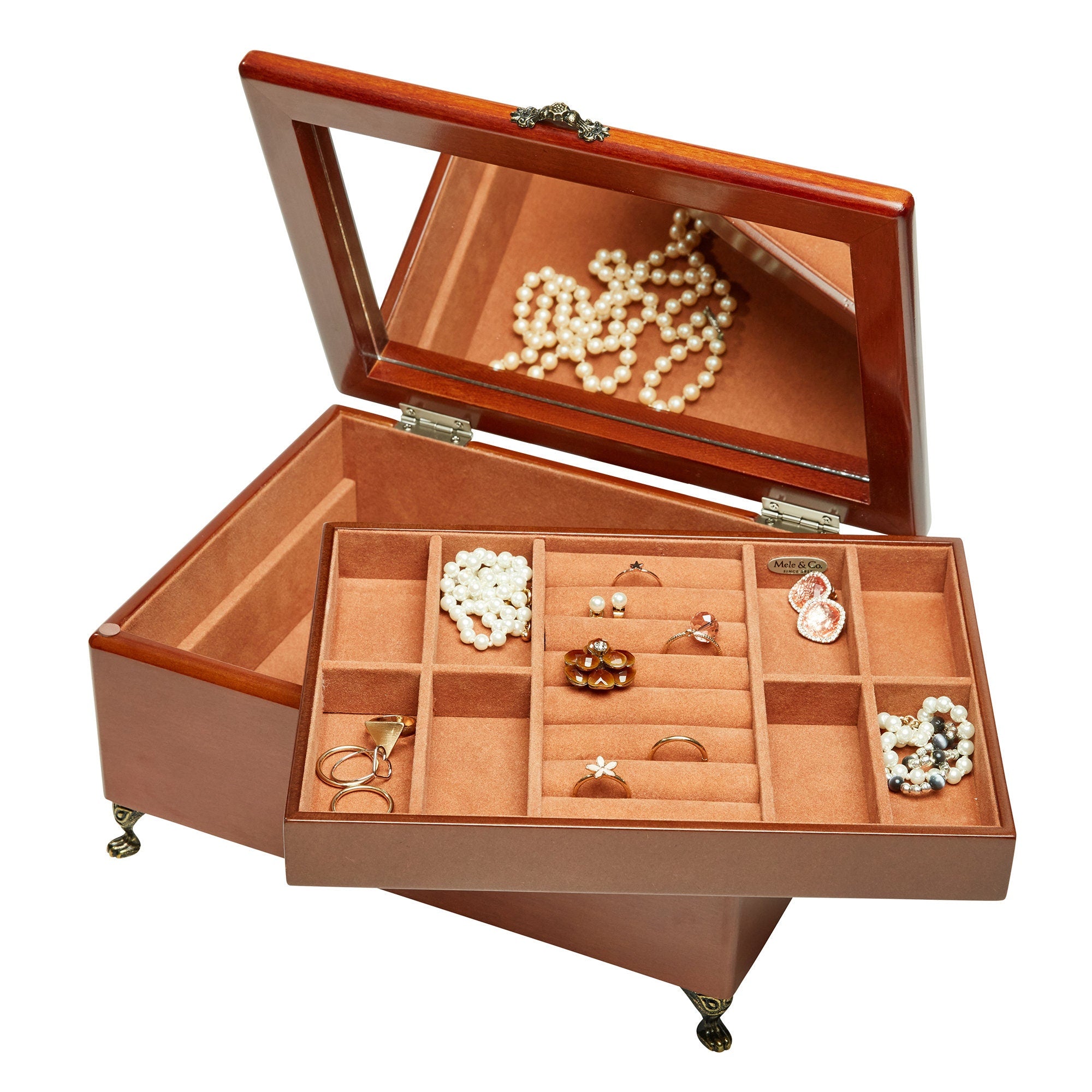 Mele & Co. Kinsley Wooden Jewelry Box lifetime engraving