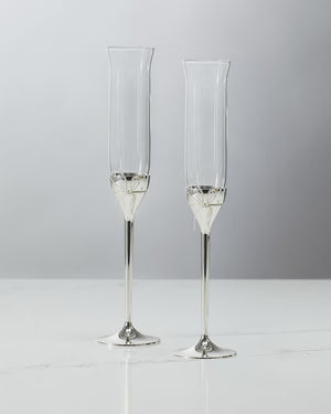 Vera Wang Love Knots Silver Champagne Flutes, 5oz, Set of 2