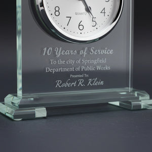 Ravanox Arch Jade Glass Desk Clock Award, 6.5"
