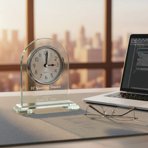 Ravanox Arch Jade Glass Desk Clock Award, 6.5"