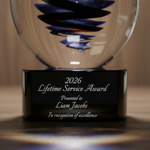 Ravanox Black Twist Raindrop Art Glass Award, 11.25"