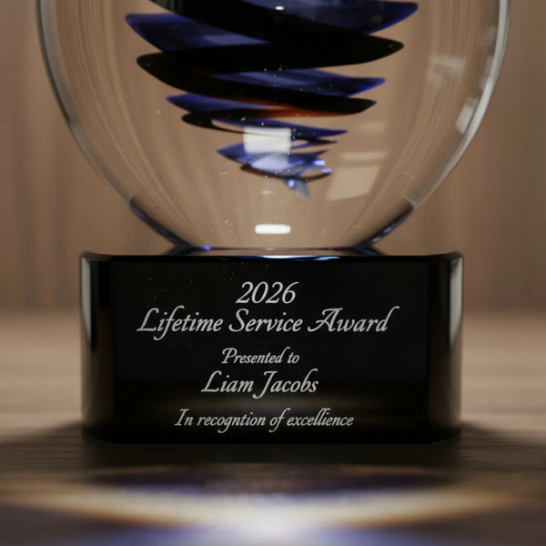 Ravanox Black Twist Raindrop Art Glass Award, 11.25"