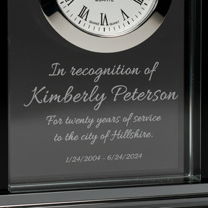 Ravanox Clear Crystal Desk Clock with Black Trim, 6"