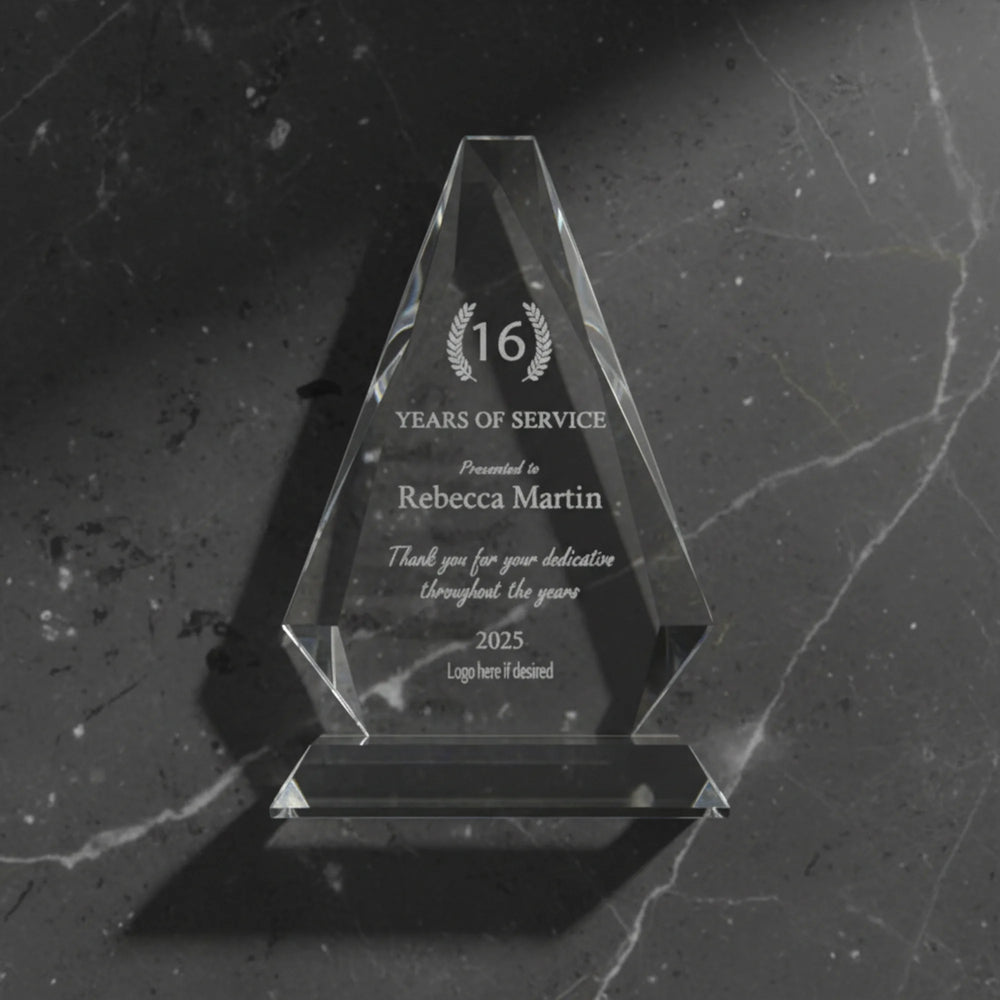 Ravanox Clear Crystal Diamond Triangle Award, 8"