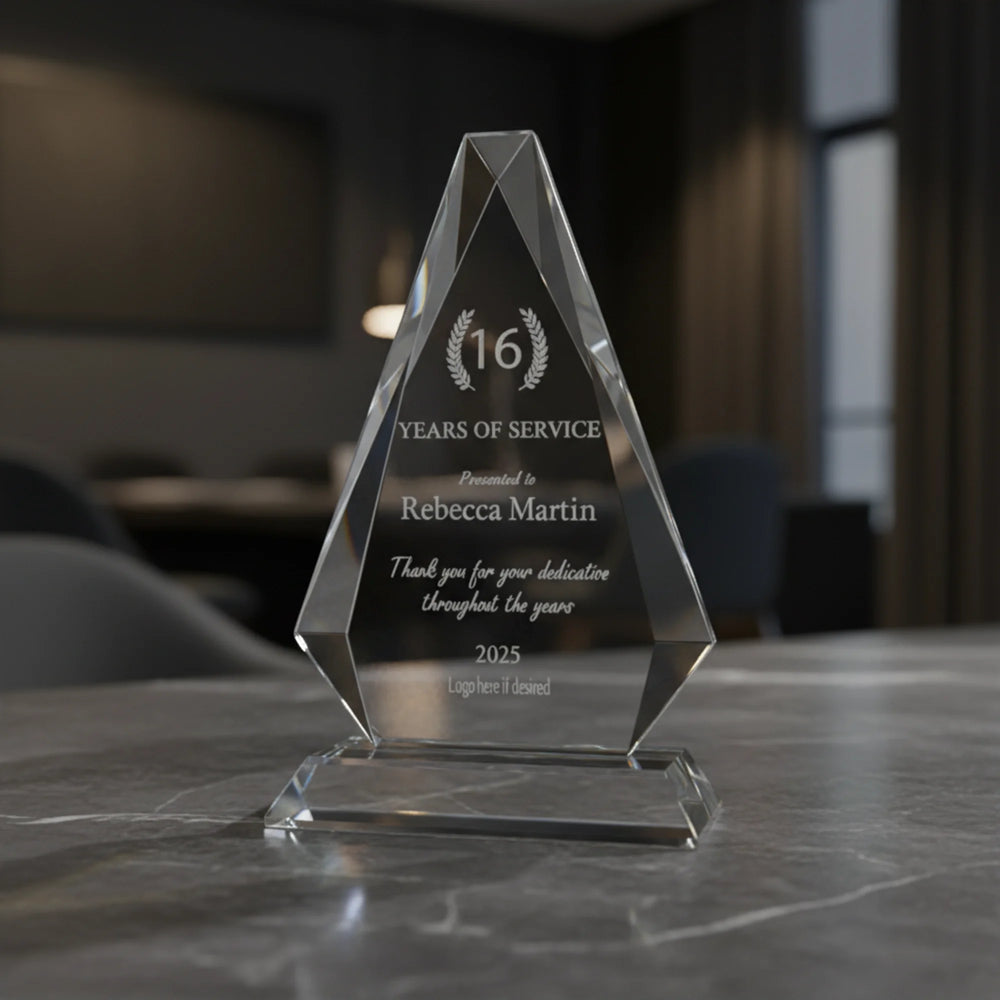 Ravanox Clear Crystal Diamond Triangle Award, 8"