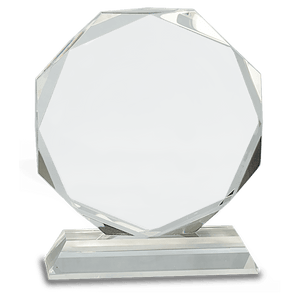 Ravanox Clear Crystal Octagon on Clear Pedestal Base, 6" lifetime engraving