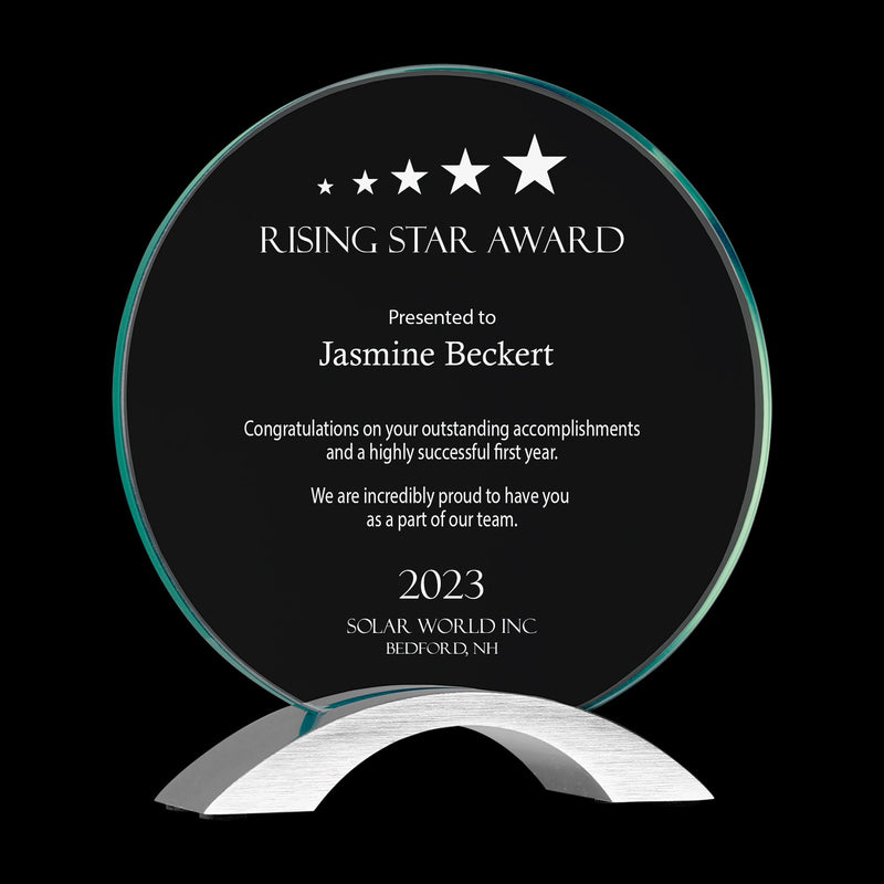 Ravanox Cosmic Glass Plaque, 7 1/4" lifetime engraving