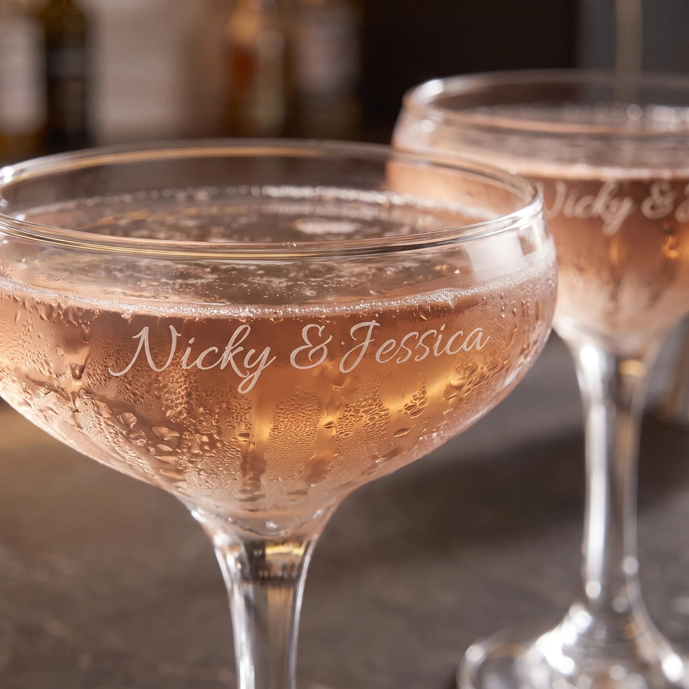 Ravanox Coupe Cocktail Glasses, 8oz, Set of 2 lifetime engraving