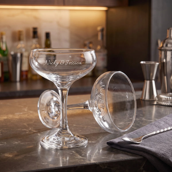 Ravanox Coupe Cocktail Glasses, 8oz, Set of 2 lifetime engraving