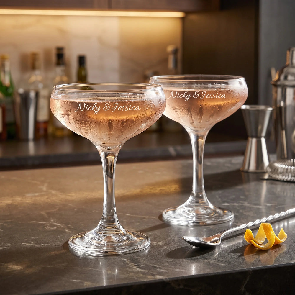 Ravanox Coupe Cocktail Glasses, 8oz, Set of 2 lifetime engraving